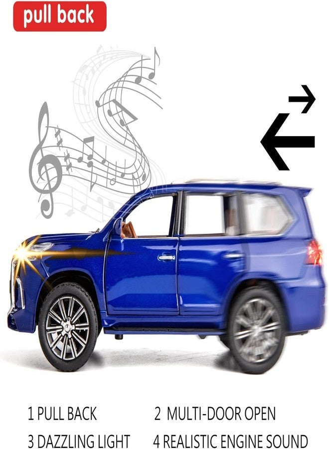 PEZYOX Exclusive Alloy Metal Pull Back Die-cast Car Model with Sound Light Mini Auto Toy for Kids Metal Model Toy Car with Sound and Light (1.24 Scale Lexus LS570-BLUE) - Image 4